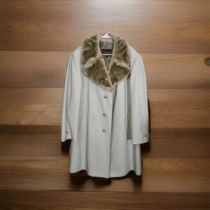 Vintage Botany 500 Wool Coat with Faux Fur Collar – Old Money, Quiet Luxury, Coq